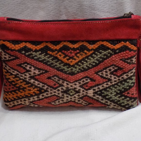 Wool and leather Handbag Purse Moroccan Women Make - Picture 1 of 3